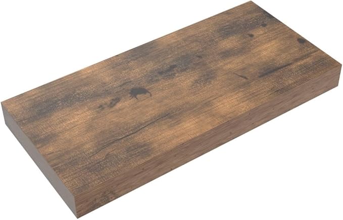 QEEIG Floating Shelves for Wall Bathroom Shelf Bedroom Kitchen Living Room Hanging Book Shelves Small Farmhouse Decor 16 inch Set of 3, Rustic Brown (015-BN3)