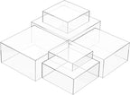Geelin 6 Pack Acrylic Risers for Display Acrylic Cube Boxes Risers Display Stands with Hollow Bottoms Decorative Stand for Jewelry Candy Table Decor 6 Sizes(Clear,7 to 12 Inch,Square)