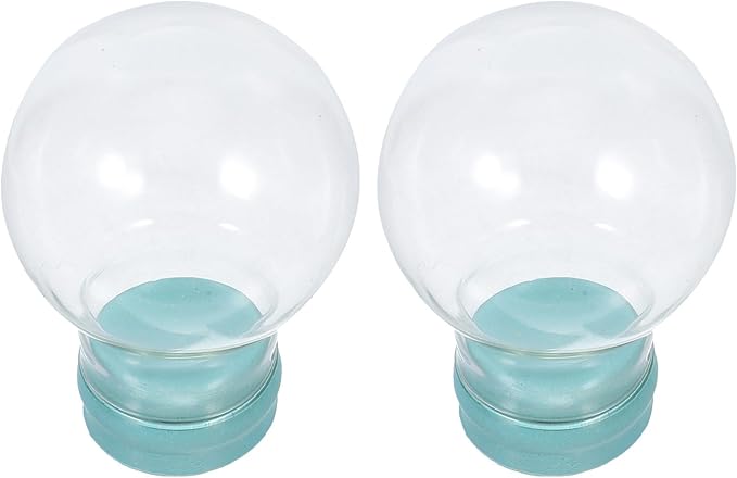 2pcs Glass Snow Globes: Clear Fillable Snow Water Globe Rubber Base Candy Bottle Jar for DIY Craft Home Christmas Winter Decoration 45mm