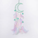Pretty Jolly Green Moon Kids Dream Catcher Wall Decor Pompom Feather Baby Dreamcatcher Handmade Children Dream Catcher Home Décor Wall Hanging for Nursery Bedroom Boys Girls Birthday Gift-25.6in