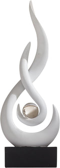 Modern Abstract Art Table Decoration,Resin Flame Statue Modern Centerpiece Ornaments for Living Room Great Gift Idea Home Decor,Collectibles (White)