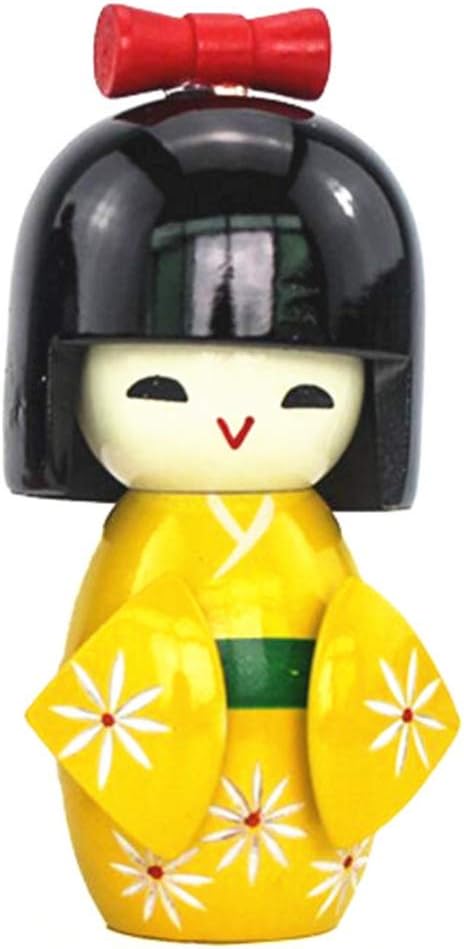 NUOBESTY Traditional Japanese Kimono Doll Ornament Wooden Asian Geisha Collectible Figurine Statue for Office Home Party Table Decoration Random