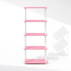 Furinno Turn-N-Tube Book Shelf, 5-Tier Bookshelf, Bookcase with Multipurpose Compact Display Rack, 11.6 x 23.6 x 57.4, for Living Room, Bedroom, Home Office, Pink/White