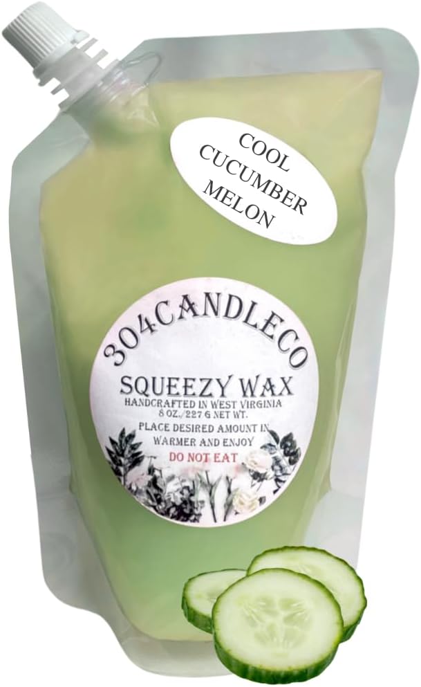 304CandleCo Large Squeeze Soy Wax Melt - 50 SCENTS! - Highly Fragrant & Hand-Crafted - Easy Mix & Match - American Made - Perfect for Wax Warmers (3oz, Cool Cucumber Melon)