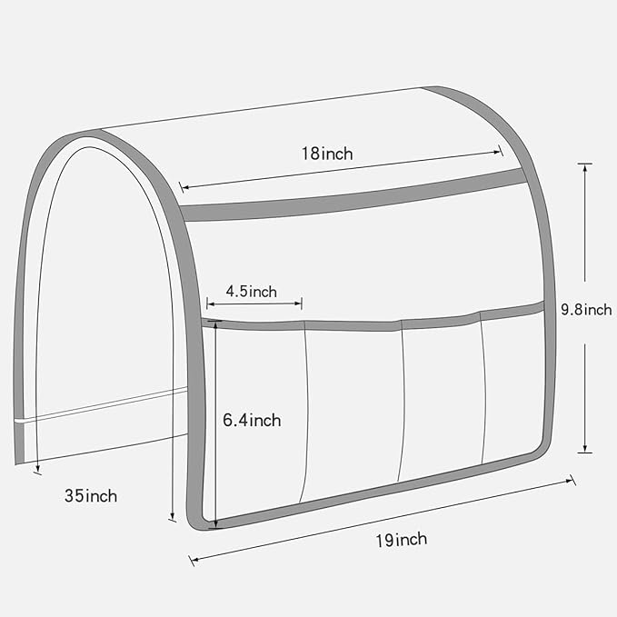 NB Sofa Armrest Organize Remote Holder Bedside Caddy Organizer With 5 Pockets，Non-Slip Couch Remote Control Holder Couch Armchair Caddy Accessories (Black, 35''X18'')