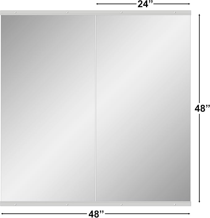 Ruomeng Home Gym Mirror, 48''x24''x2PCS Full Length, Large Frameless Body Mirror Tempered Glass for Gym, Workout, Yoga, Garage, Dance Studio