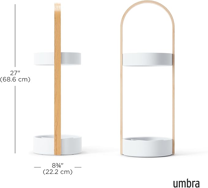 Umbra Bellwood Umbrella Stand, Space-Saving Umbrella Stand, Great for the Front Door/Entryway, White Natural
