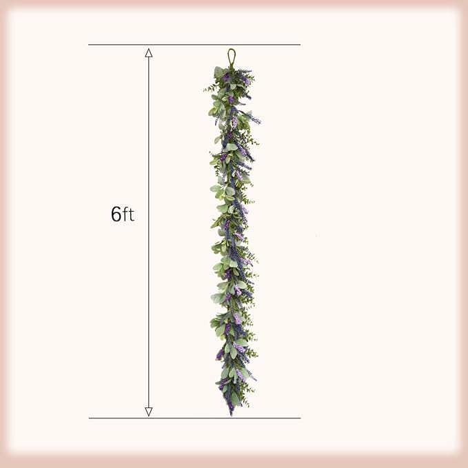 idyllic 6ft Lavender Bunny Ear Vine Garland Artificial Flower Decor for Front Door Window Porch Mantel Stair All Year Indoor Outdoor Home Decor