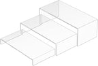 Sezanrpt Acrylic Risers Display Stands 3pcs, Rectangular Dessert Table Display Set, Clear Display Shelf for Funko Pop, Collectibles, Retails, Shoes, Plants, Home Decors, Decoration - 7.5''x8''x8.5''