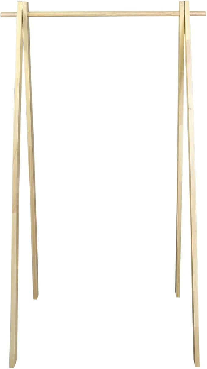 Solid Wood No Tool Assembly Collapsible Aesthetic Clothing Garment Rack