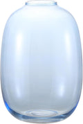 Blue Glass Vase, Large Glass Vase for Flowers, Tall Flower Vases, Modern Round Vases for Living Room, Bedroom, Kitchen, Mantle, Shelf, Wedding, Office, Entryway, 10 Inches
