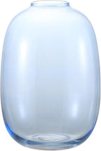 Blue Glass Vase, Large Glass Vase for Flowers, Tall Flower Vases, Modern Round Vases for Living Room, Bedroom, Kitchen, Mantle, Shelf, Wedding, Office, Entryway, 10 Inches