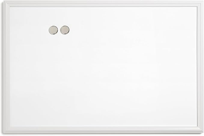 U Brands Farmhouse Board, Dry Erase White Board with White Frame, Office Supplies, Includes Magnets, 20” x 30” (2993U00-04)