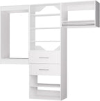 ROOMTEC Modular Closet System, 78" Wall Mounted Modern Closet Organizer with Hanging Rods and Drawers, Wooden Tower for Walk-In Closets, Wardrobe Storage Kit, White