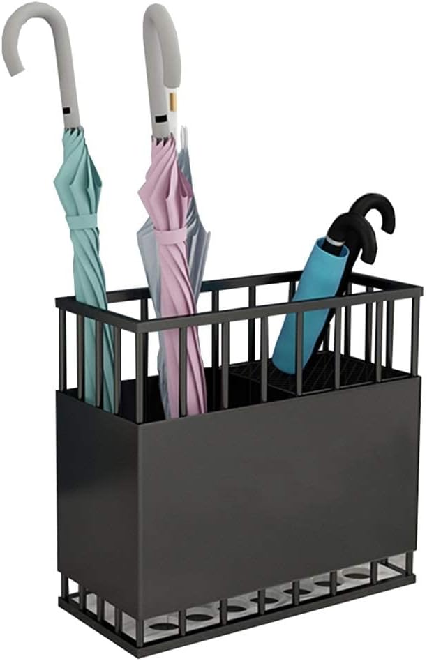 Umbrella Stand Commercial, Metal Wrought Iron Rust-Proof Umbrella Bucket, Indoor and Outdoor Large Capacity Long and Short Umbrella Storage Rack, 3 Colors