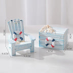 2 Pack Wooden Handmade Mini Chair Box Beach Decor Nautical Theme Decoration for Home Office Desk (Life Ring)