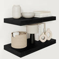 Black Floating Shelves for Wall 24 Inches Long, 12" Deep Wall Shelves 2" Thick, Heavy Duty Shelf for Bedroom, Bathroom, Living Room, Kitchen, Office, Home Decor, Modern Shelf Set of 2, 24" X 12" X 2"