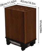 zktoermn Square Umbrella Stand Rack with Wheels, Wooden Umbrella Organizer Bin, Retro Indoor Umbrella Holder for Entryway, Office, Home(Brown,42x28x61cm)