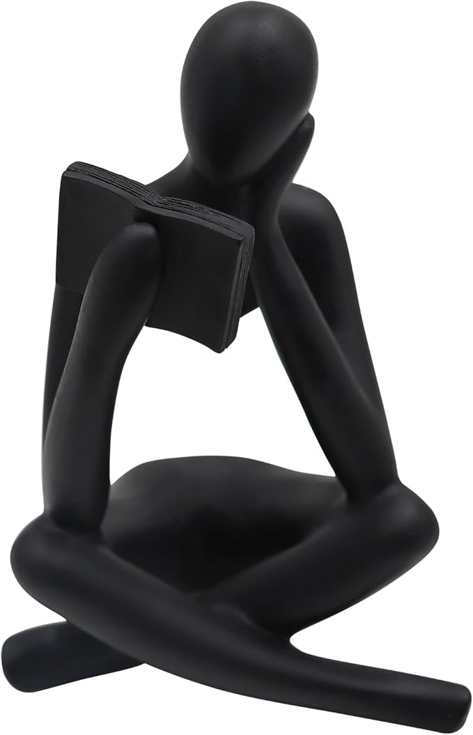 Jinkoozz Reading Women Statue, Thinker Sculptures, Abstract Art Ornament, Modern Aesthetic Figurine Decoration, Suitable for Home Living Room Bedroom Office Shelf Table Desk Bookshelf Decor