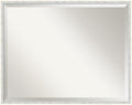 Amanti Art White Wall Mirror 23x29 Paige White Silver Rectangle Bathroom Mirror for Wall Decor Living Room, Large Modern Wood Frame, Hangs Horizonally and Vertically, Bathroom Decor, Beveled Edge