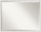 Amanti Art White Wall Mirror 23x29 Paige White Silver Rectangle Bathroom Mirror for Wall Decor Living Room, Large Modern Wood Frame, Hangs Horizonally and Vertically, Bathroom Decor, Beveled Edge