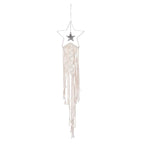 MECCANIXITY Macrame Dream Catchers, White Handmade Star Design Woven Cotton Dream Catcher Wall Hanging for Home Bedroom Decoration Ornament Craft Gift
