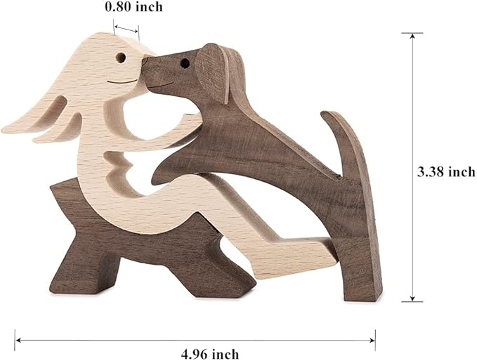 ISHINE Handmade Wooden Statue, Sitting Woman and Dog, Wood Decor Accents Craft Figurine for Bedroom Home Office Shelf Decor Gift Natural ECO Friendly