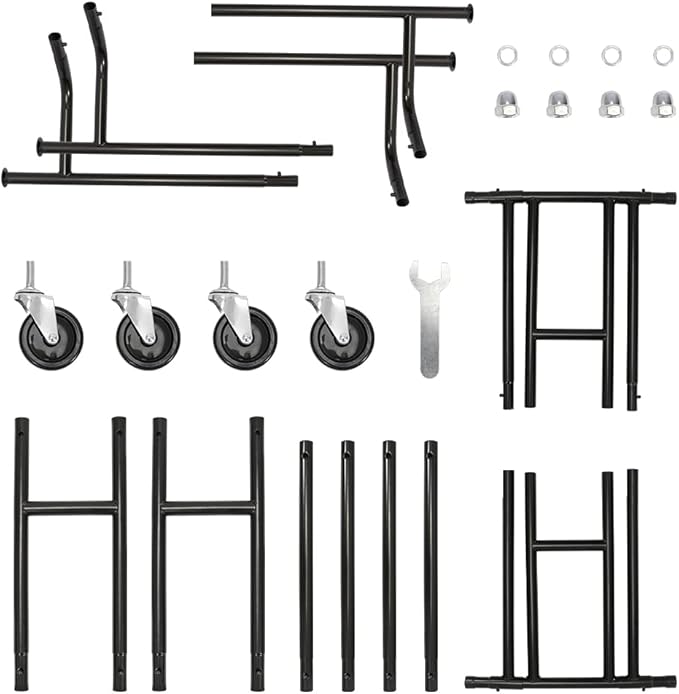 Fishat Black Heavy Duty Double Rod Garment Rack for Hanging Clothes, Rolling Clothes Organizer Commercial Metal with Lockable Wheels Mobile for Coats Dresses