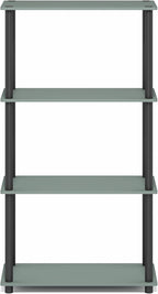 Furinno Turn-N-Tube Storage Shelves, 4-Tier Toolless Book Shelf, Corner Shelf, Toolless Open Shelves, for Organization and Storage, Living Room, Garage, Home Office, Sage Green