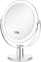 CLSEVXY Vanity Makeup Mirror with Stand, 1X/15X Magnification Double Sided 360 Degree Swivel, Portable Table Desk Counter top Magnifying Mirror, Tabletop Mirror for Bedroom or Dorm Room, 6.25 Inch