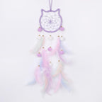 Pretty Jolly Purple Cat Kids Dream Catcher Wall Decor Pompom Feather Baby Dreamcatcher Handmade Children Dream Catcher Home Décor Wall Hanging for Nursery Bedroom Boys Girls Birthday Gift-25.6in