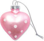 Lillian Vernon Dot Heart Valentines Ornaments - 12-Piece Set, Blown Glass, Handcrafted Hanging Tree Decorations, Valentine’s Day Holiday & Party Decor, 2.5 in