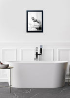 Framed Bathroom Decor Wall Art Elephant in Bathtub Pictures Wall Decor Funny Black and White Animal Canvas Print Artworks for Bathroom
