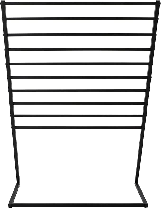 Scarf Organizer, Metal Hijab Organizer, 10 Tier Scarf Holder Hanger for Multiple Scarves, Freestanding Hijab Stand Belt Pants Hanging Rack for Home, Commercial, Clothing Store (Black, 100cm)