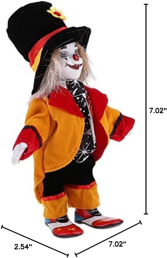 Taotenish Clown Doll Porcelain Clown Model Porcelain Doll Circus Props Delicate Arts Crafts for Home Decoration Desk Ornaments 18cm