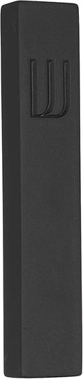 A&S Mezuzot Modern Concrete Mezuzah Case with Scroll, Easy Peel and Stick Mezuza (Black+ Engraved Shin, 5 Inches)