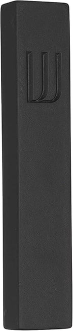 A&S Mezuzot Modern Concrete Mezuzah Case with Scroll, Easy Peel and Stick Mezuza (Black+ Engraved Shin, 9 Inches)
