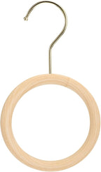uxcell 4.7 Inch Scarf Ring Hanger, Scarf Organizer Holder Wooden Circle Rings Hanging Hook for Belt Tie Scarf, 10cm Length Hook (Gold)