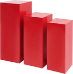 Display Pedestal Stand, Metal Display Pedestal Stands, Metal Showing Holder Pillars Display Pillars For Birthday Party Wedding 110.23 lbs Load-Bearing Capacity (Red 3 PCS)