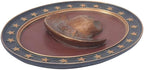 Vintage Wall Sculpture Antique Decoration Pediment Hallway Art Statue for Living Room Office Bedroom Gallery,Handmade Gift Aesthetic Design Cowboy Scheme (Blue & Bronze Hat)