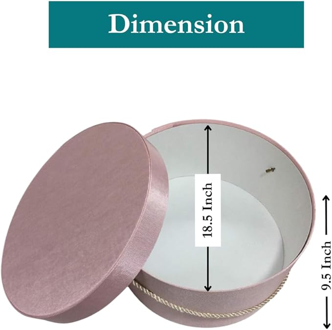 Sarah's Hat Boxes Classic Pink Hat Box – 18.5" x 9.5" (Dia. x Ht.) Handmade in USA – Odorless Non-Toxic Adhesive, Cording Handle – Premium Storage for Hats & Accessories