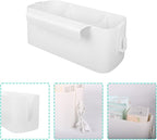 Bedside Caddy Hanging Basket Organizer with Hooks Dorm Bunk Beds Shelf Night Table Storage Holder for Remote Controls Magazines Phone Glasses Bottle (White)