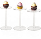 3 Pack 4 " Dia Acrylic Display Riser Jewelry Watches Round Pedestal Flower- Stand Small Figure Holder for Kitchen, Dining Room, Living Room Furniture