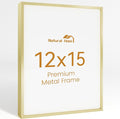 12x15 Aluminum Metal Picture Frame,Tempered Glass Gold Photo Frame 12x15 for Family Photo,Posters,Art,Document to Wall Mount Horizontally or Vertically