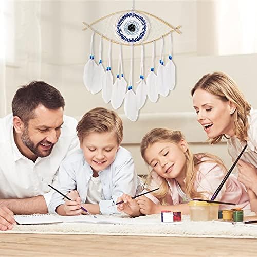 Holmgren Dream Catchers - Evil Eye Dream Catcher for Bedroom, Hand-Woven White Macrame Dreamcatcher, Wall Hanging Home Decor, Protection Good Luck, Blessing Festival Gift(White)