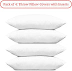 Covers & All Throw Pillow Inserts Only (Pack of 4, White) 65 GSM Non-Woven Fabric with 15D Silicon Fiber Filling, Durable Soft Universal uses for Home Decor Office Indoor Outdoor (Rectangle 16" x 24")