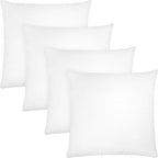 Covers & All Throw Pillow Inserts Only (Pack of 4, White), 65 GSM Non-Woven Fabric with 15D Silicon Fiber Filling, Durable Soft Universal uses for Home Decor Office Indoor Outdoor (Square 14" x 14")