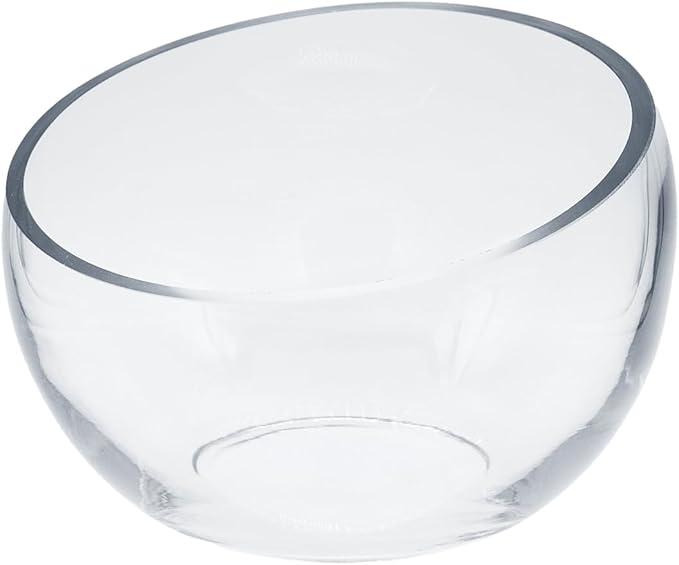 WGVI Slant Cut Bowl Glass Vase, Width 6.7", Height 5", Clear Terrarium, Candy Dish, Fruit Jar, Floral Container for Wedding Party Event, Home Office Decor, 1 Piece