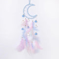 Pretty Jolly Blue Moon Kids Dream Catcher Wall Decor Pompom Feather Baby Dreamcatcher Handmade Children Dream Catcher Home Décor Wall Hanging for Nursery Bedroom Boys Girls Birthday Gift-25.6in