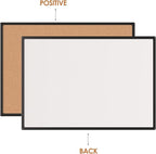 Bulletin Board 48 x 36, Black Aluminium Framed 4x3 Corkboard , Large Wall Mounted Notice Board with 18 Push Pins for School, Home & Office